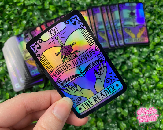Enemies to Lovers Tarot Card Holographic Waterproof Sticker