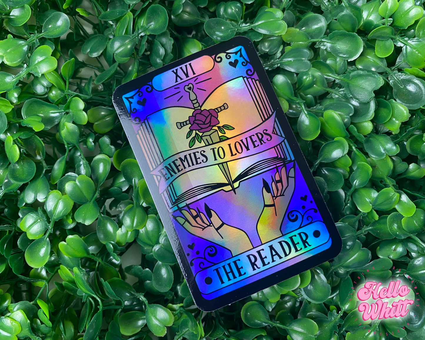 Enemies to Lovers Tarot Card Holographic Waterproof Sticker