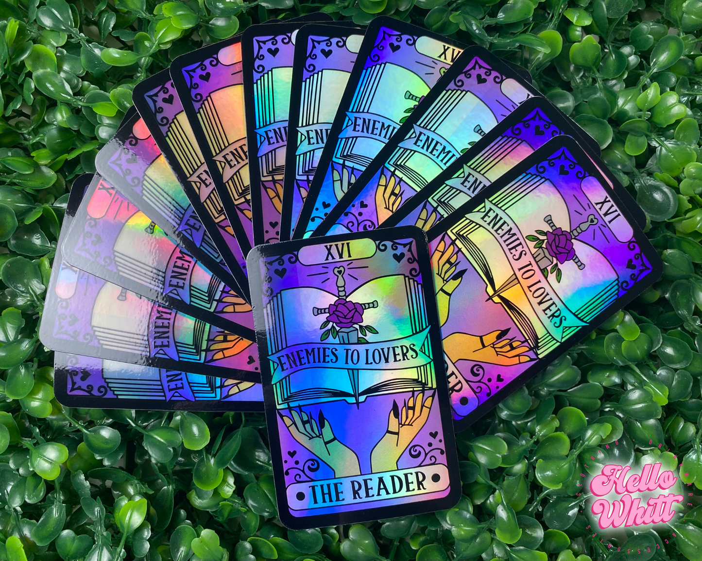 Enemies to Lovers Tarot Card Holographic Waterproof Sticker