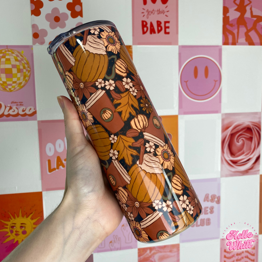 Pumpkin Spice Skinny Stainless Steel Tumbler