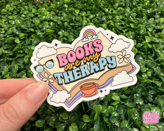 Books Are My Therapy Waterproof Sticker