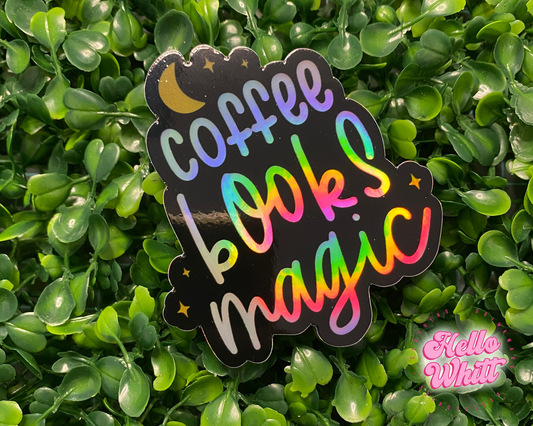 Coffee Books Magic Holographic Waterproof Sticker