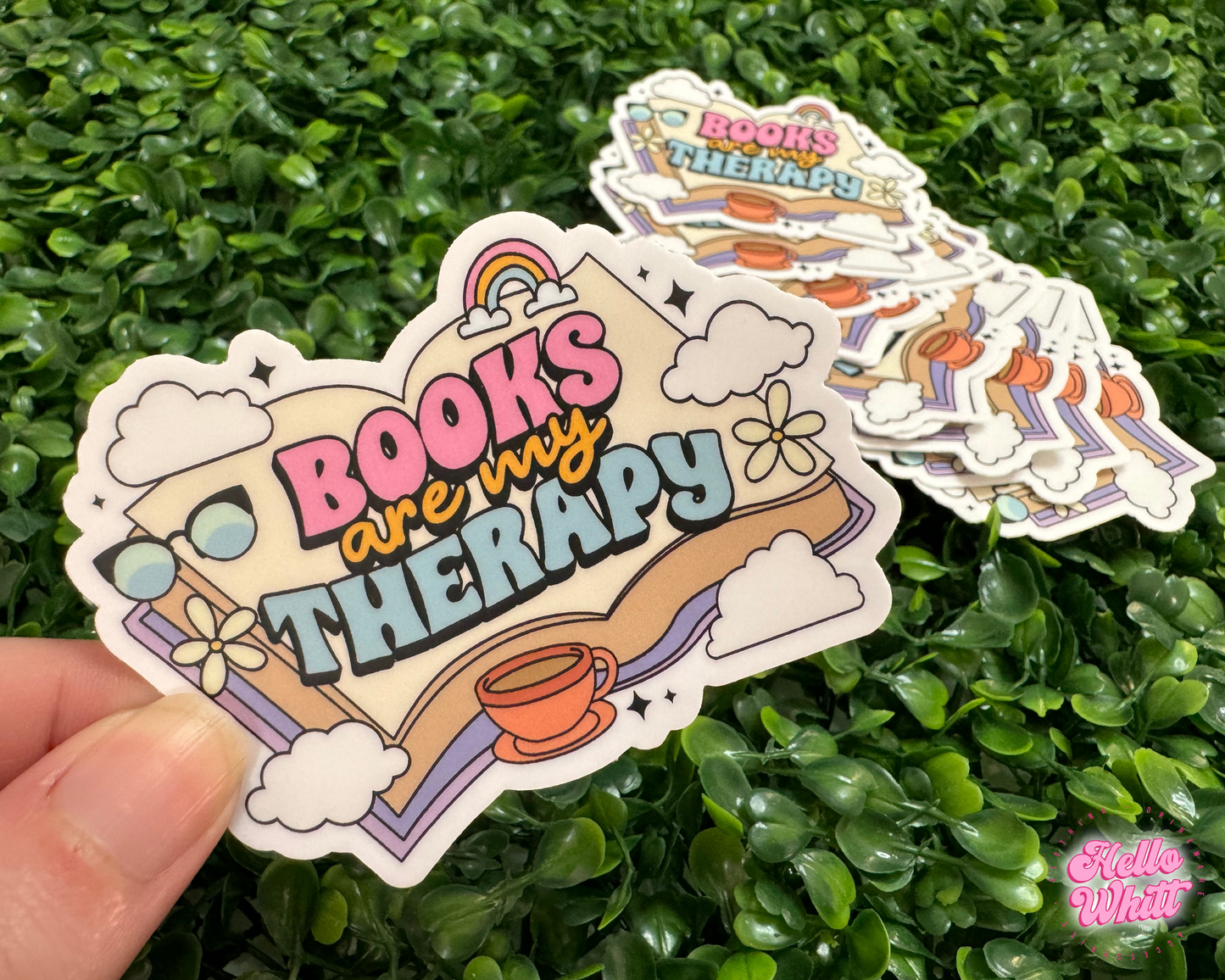 Books Are My Therapy Waterproof Sticker