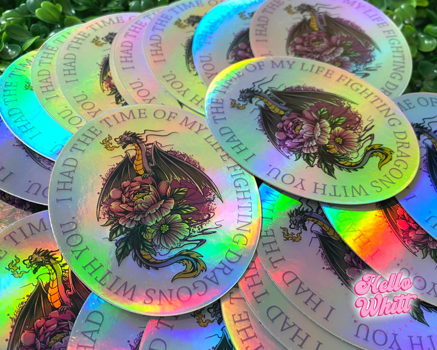 Fighting Dragons With You Holographic Waterproof Sticker