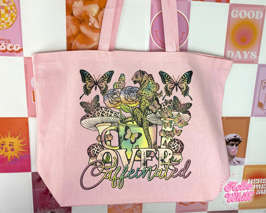 Glitter Over Caffeinated Jumbo Tote Bag