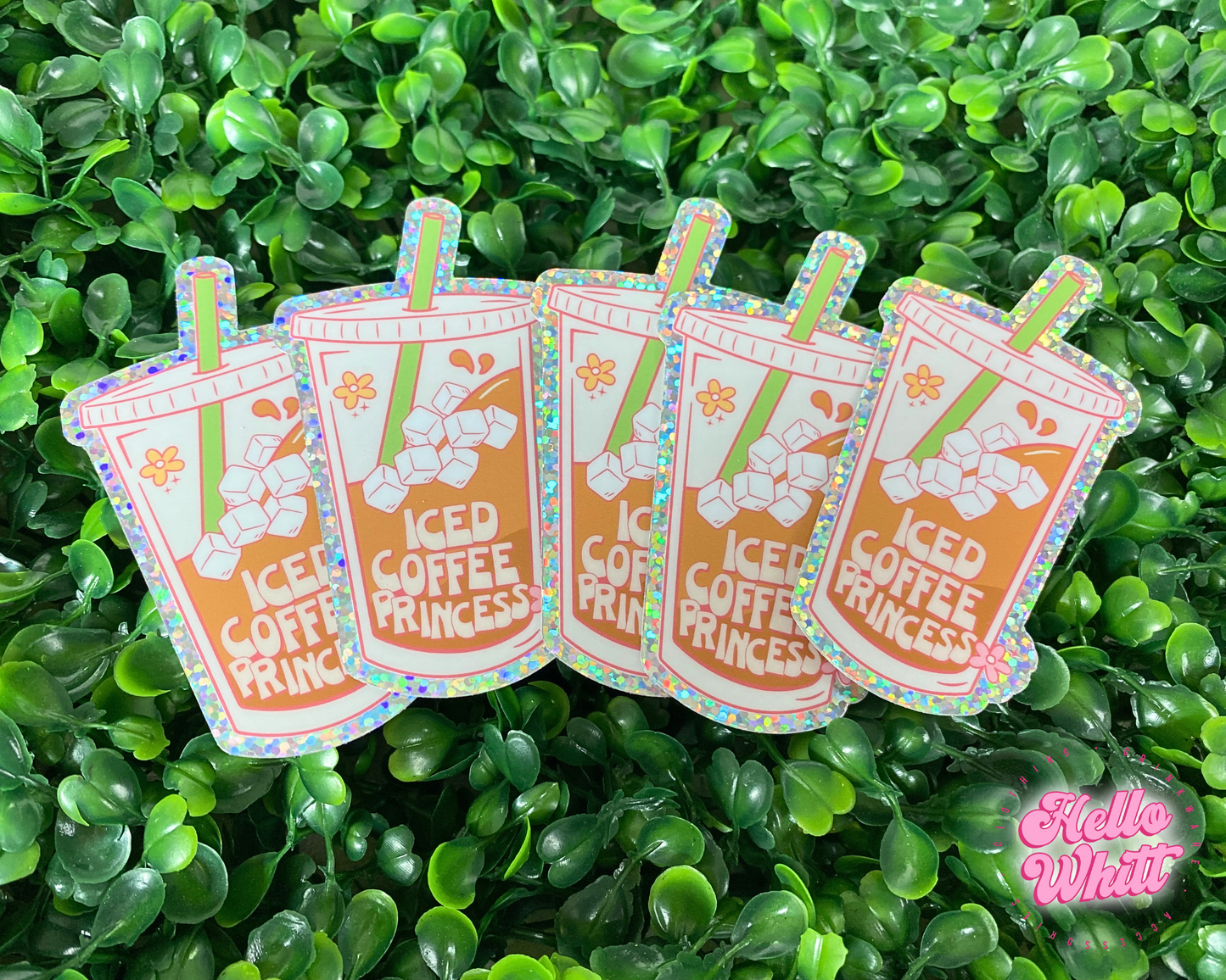 Iced Coffee Princess Sparkle Waterproof Sticker