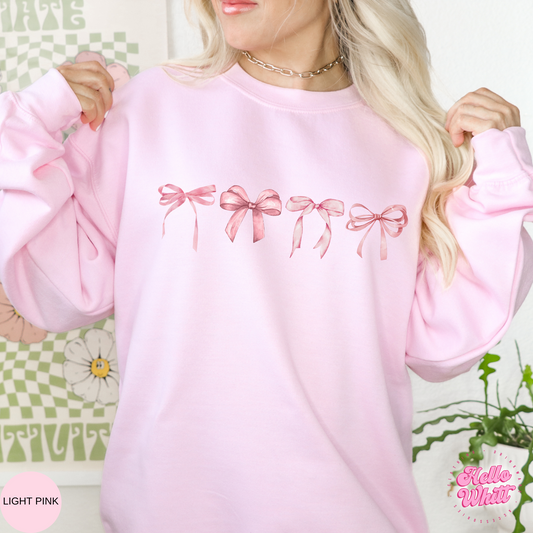 Pink Bow Quad Crewneck Sweatshirt