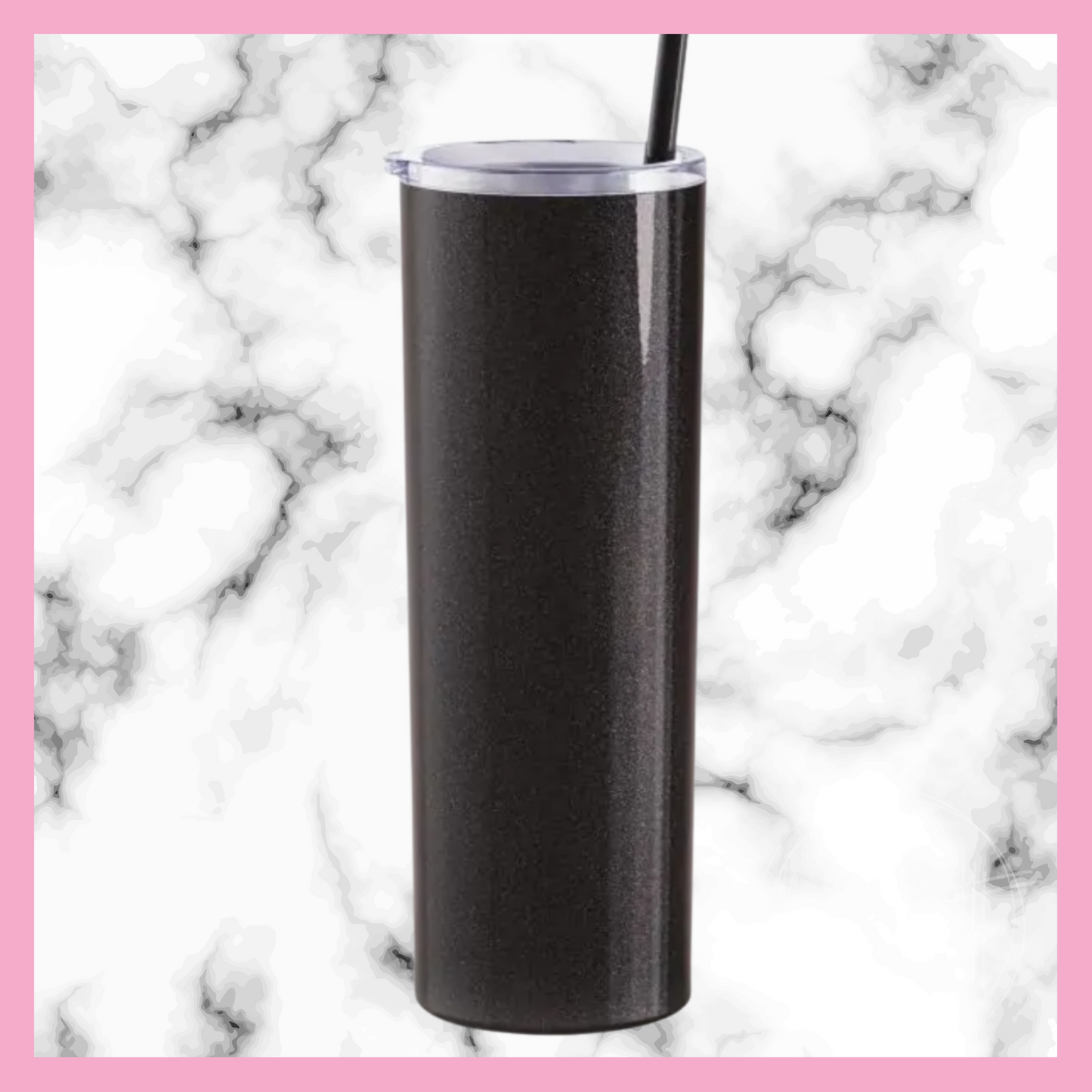 Glitter Black Skinny Stainless Steel Tumbler