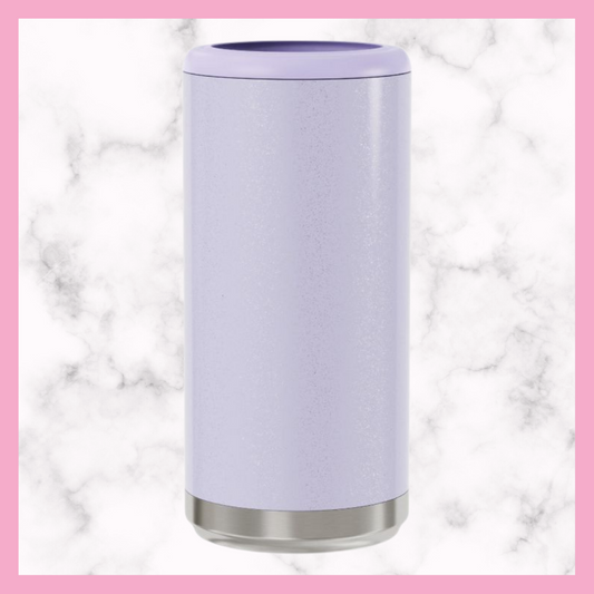 Personalized Lilac Glitter Skinny Stainless Steel Can Cooler