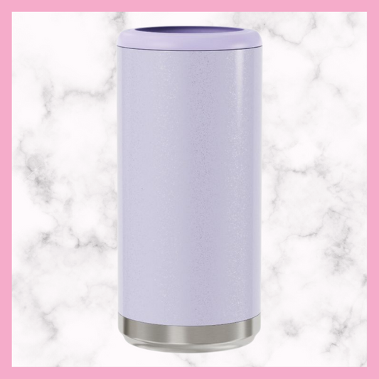 Lilac Glitter Skinny Stainless Steel Can Cooler