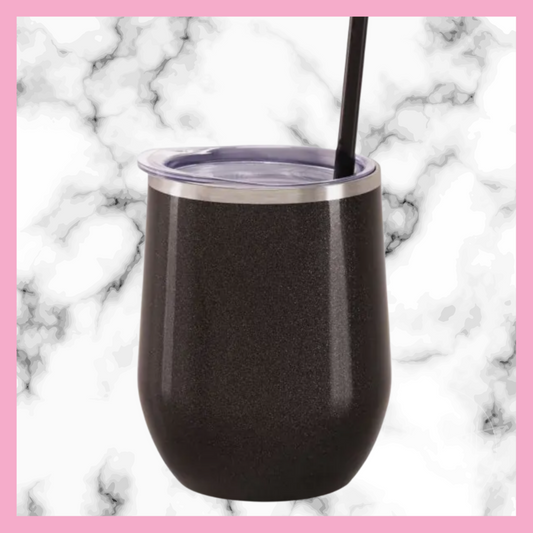 Glitter Black Stainless Steel Wine Tumbler