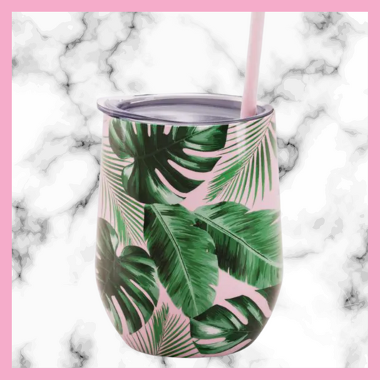 Personalized Tropical Stainless Steel Wine Tumbler