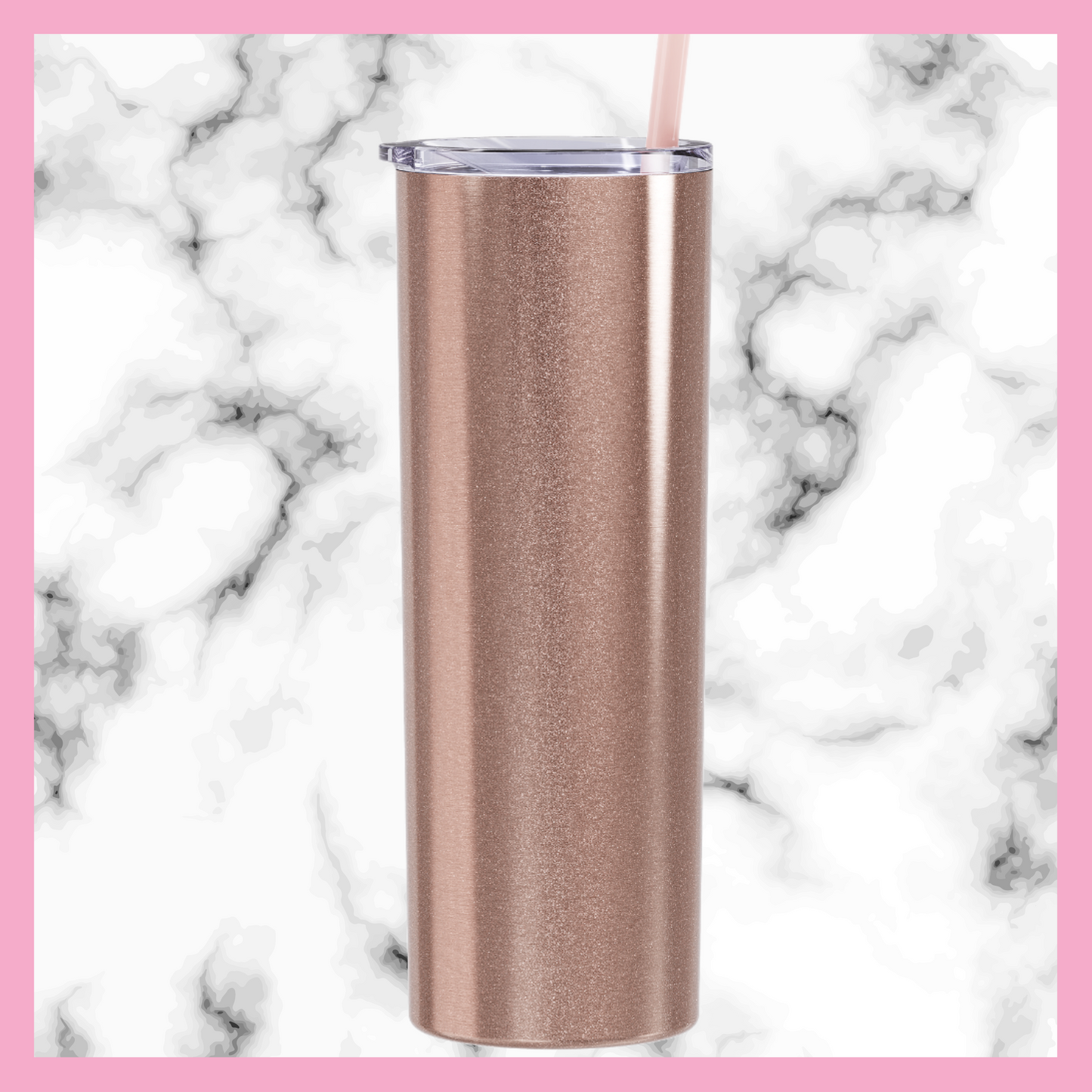 Glitter Rose Gold Skinny Stainless Steel Tumbler