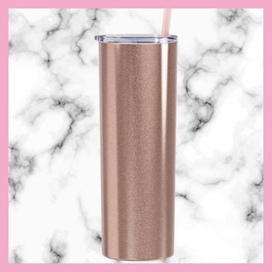 Glitter Rose Gold Skinny Stainless Steel Tumbler