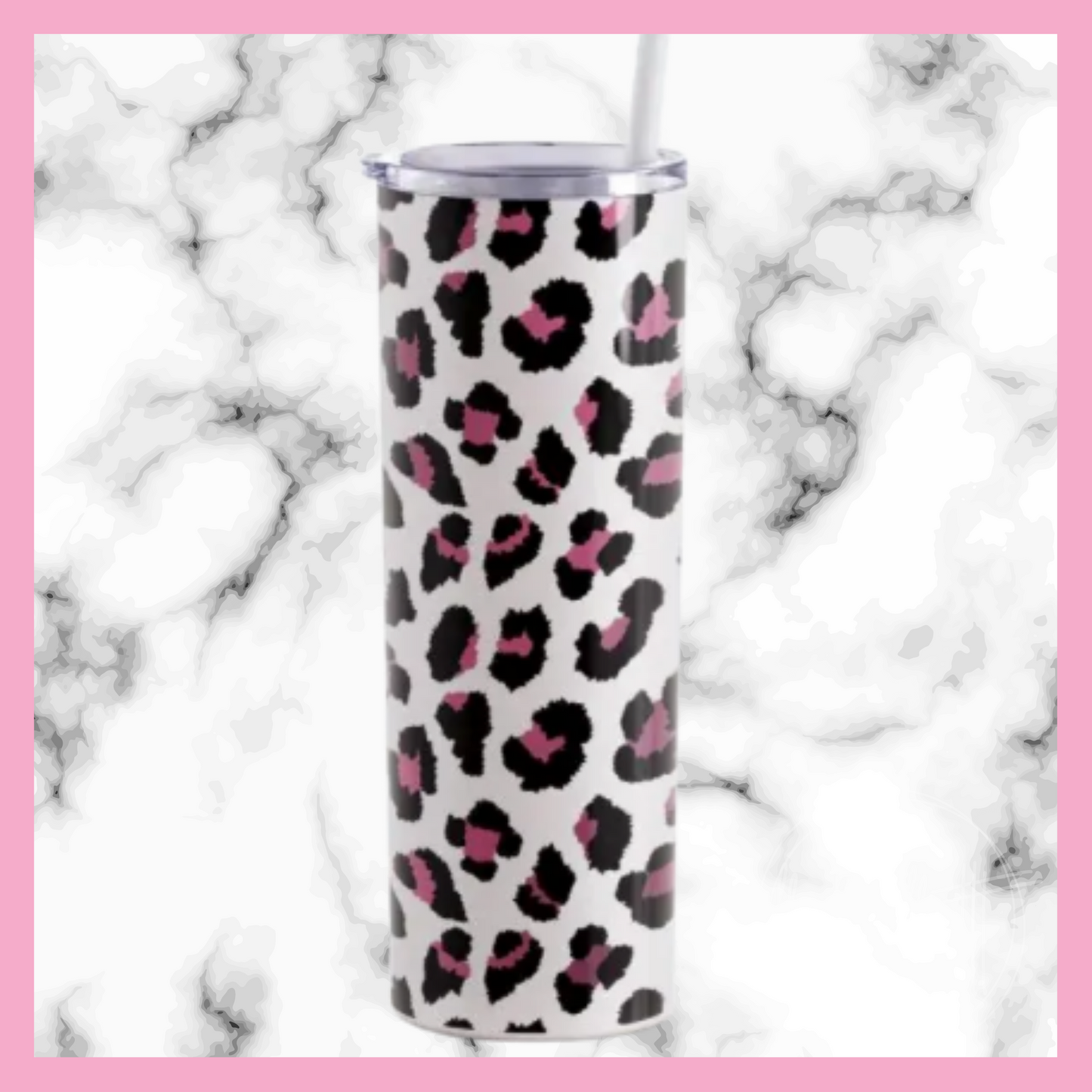 White Leopard Skinny Stainless Steel Tumbler